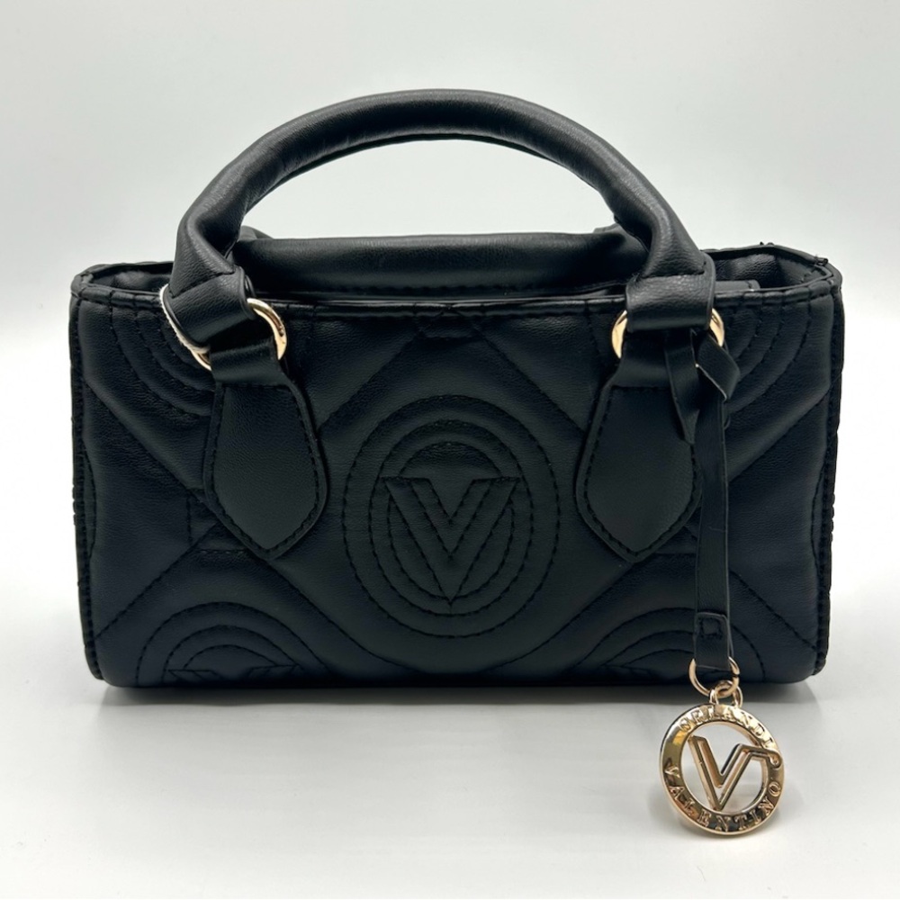 Valentino Orlandi Black Mini Bag with Gold Accents